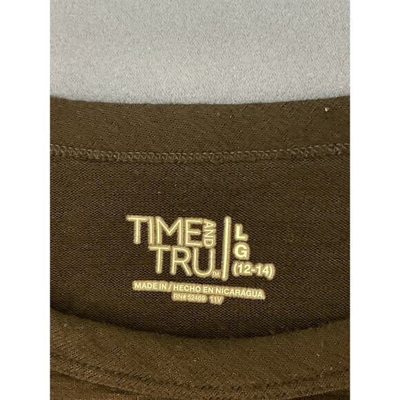 Time and Tru Women’s Black Long Sleeve Crewneck Sweater Large - Picture 3 of 7